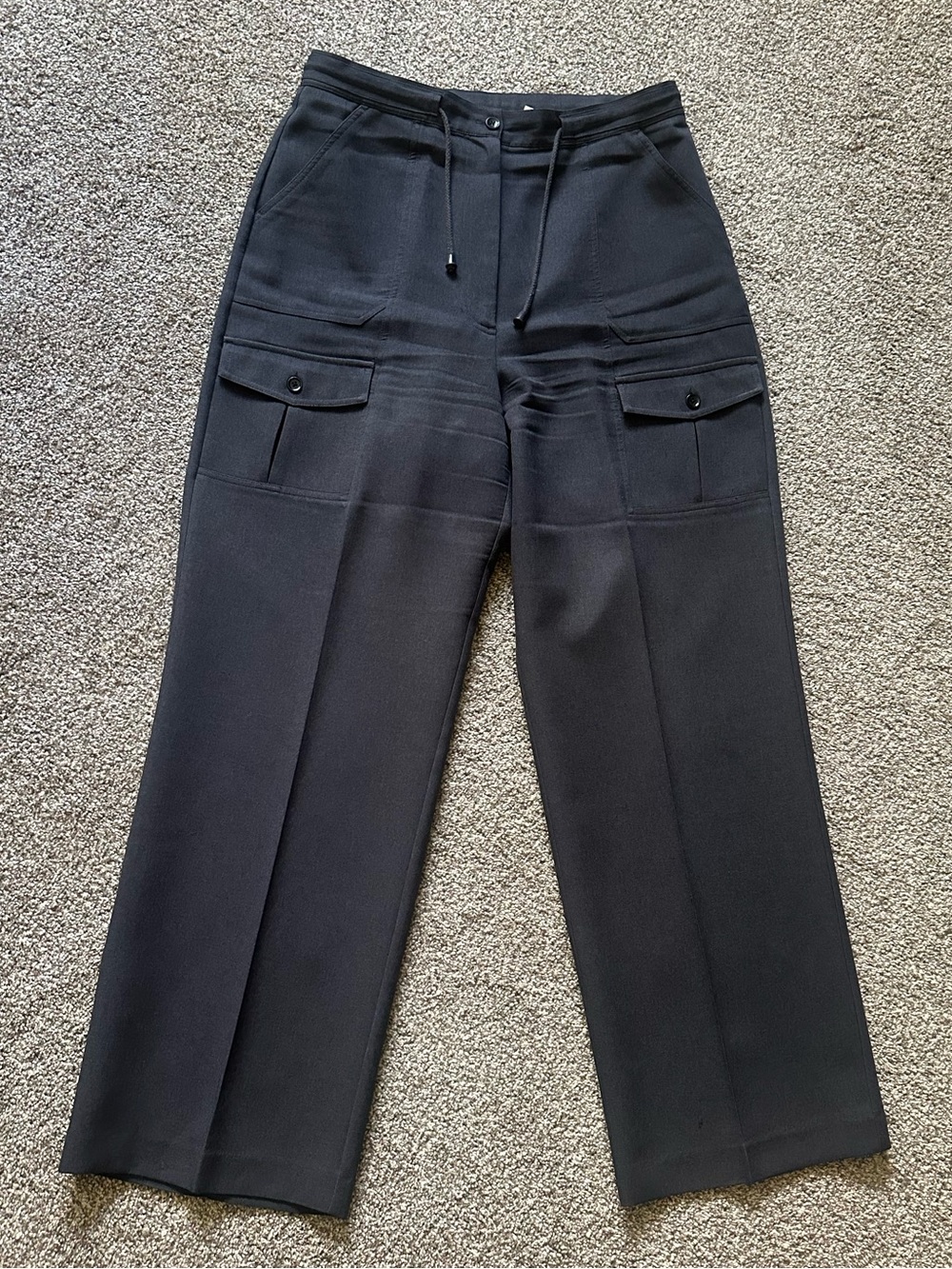 Men's Black Cargo-Style Wide Leg Pants